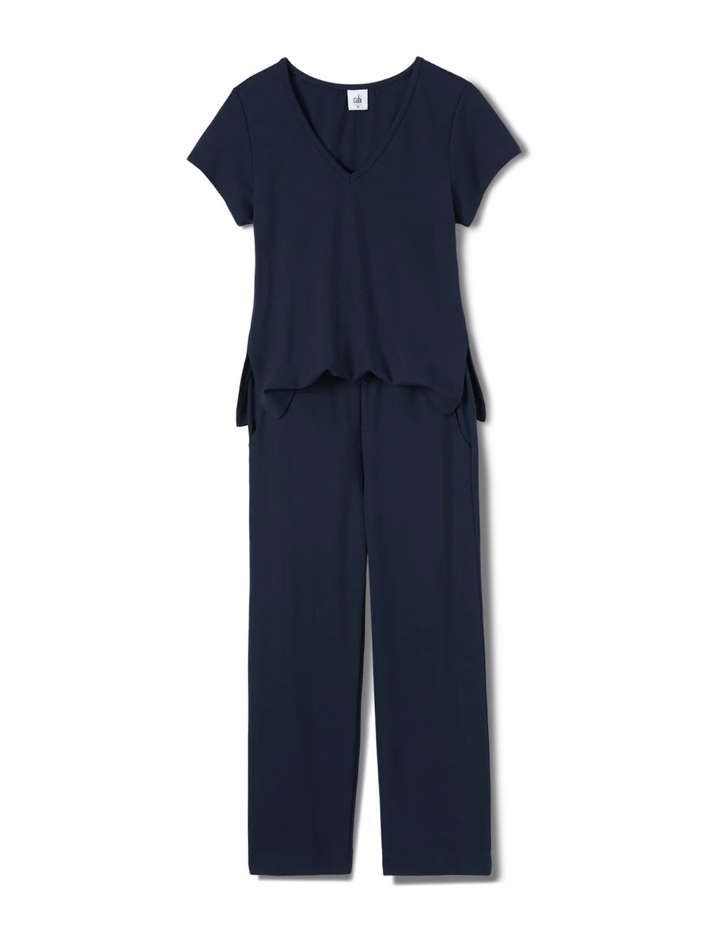 CAbi Navy Cropped Genius Jumpsuit Sz. M